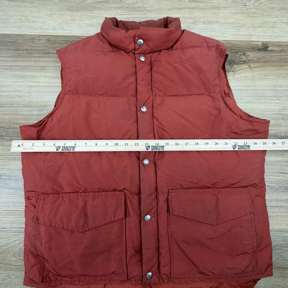 Woolrich Vintage 80s‎ Women Large Puffer Jacket Vest Snap-Button Rust Red* - Picture 5 of 7